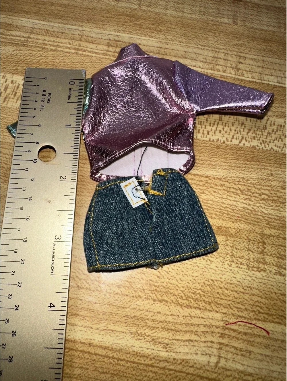 Barbie Doll Outfit - Metallic Purple Jacket with Blue Denim Skirt, Size Fits 11.